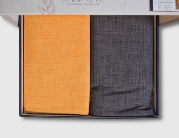 Комплект постільної білизни Bella Home Ranforse 200×220 см Yellow-Antrasit - Image 2