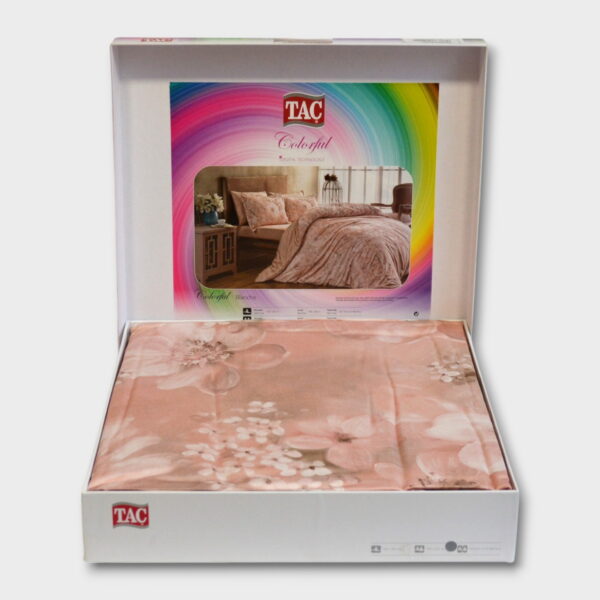 Постільна білизна TAC Satin Digital сімейний 160×220 см Blanche Pembe - Image 2