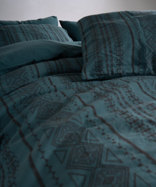 Постільна білизна Limasso Stonewashed 200 х 220 см Coastal Trio Dark Green - Image 4