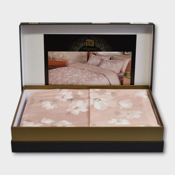 Постільна білизна TAC Satin Deluxe 200×220 см Shadow Pembe - Image 2