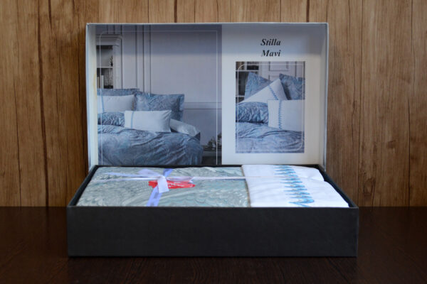 Комплект постільної білизни Cotton Box Elite Saten 200×220 Stilla Mavi - Image 4
