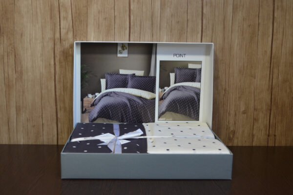 Постільна білизна First Choice Cotton Satin 200 х 220 см Point Antracite - Image 2