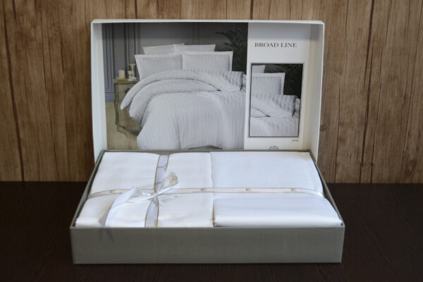 Постільна білизна First Choice Cotton Satin 200 х 220 см Broad Line White - Image 2