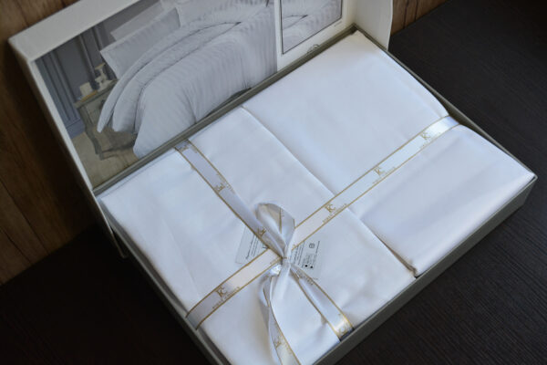 Постільна білизна First Choice Cotton Satin 200 х 220 см Broad Line White - Image 3