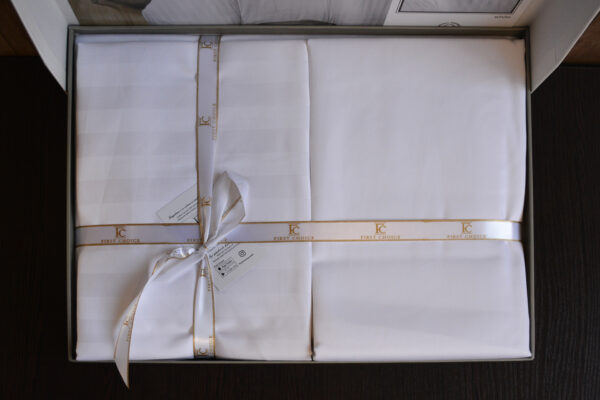 Постільна білизна First Choice Cotton Satin 200 х 220 см Broad Line White - Image 4