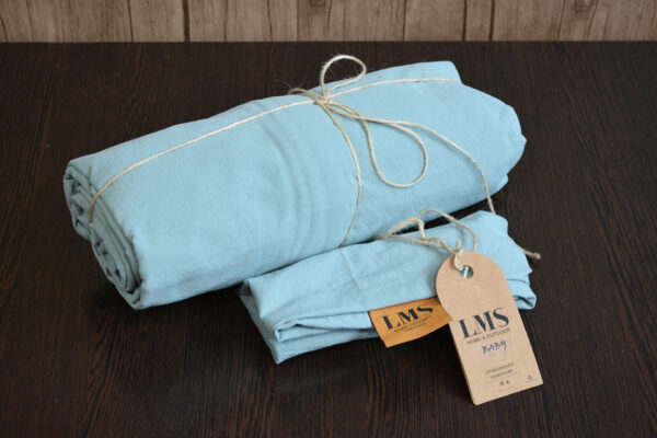 Дитяча постільна білизна Limasso Stonewashed STD Ranforse Baby 100х150 см Mineral Blue - Image 6