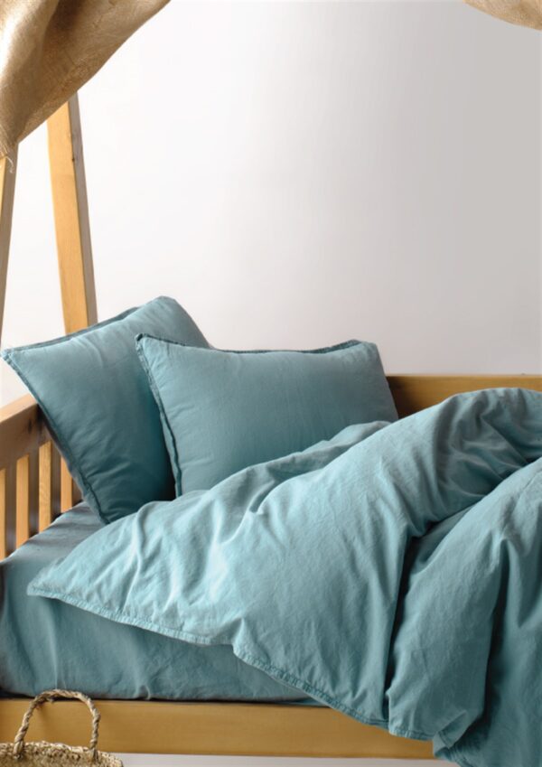 Дитяча постільна білизна Limasso Stonewashed STD Ranforse Baby 100х150 см Mineral Blue - Image 2